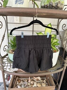 FP Movement by Free People Black Smocked Waist Athletic Shorts
